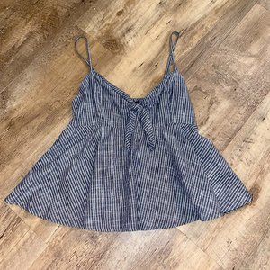 Navy & White Striped Flowy Tank with a Tie